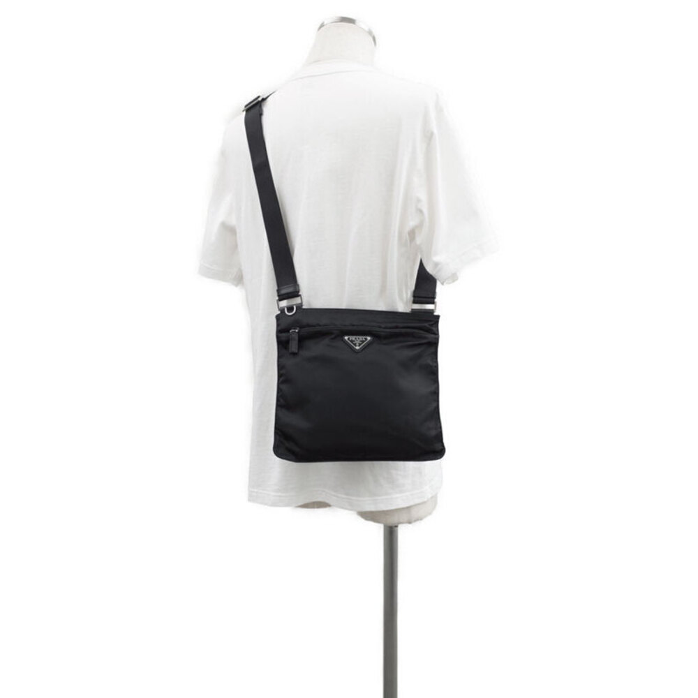Prada messenger Crossbody saffiano bag Tessuto Black Leather Nero - Picture 9 of 9